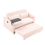 Canapé-lit convertible bois et velours côtelé avec plateau mobile et port USB 137,5 cm L x 76 cm H