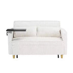 Canapé-lit convertible bois et velours côtelé avec plateau mobile et port USB 137,5 cm L x 76 cm H