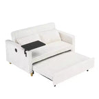 Canapé-lit convertible bois et velours côtelé avec plateau mobile et port USB 137,5 cm L x 76 cm H