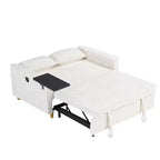 Canapé-lit convertible bois et velours côtelé avec plateau mobile et port USB 137,5 cm L x 76 cm H