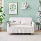 Canapé-lit convertible bois et velours côtelé avec plateau mobile et port USB 137,5 cm L x 76 cm H