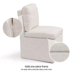 Chaise sans accoudoirs en bois et lin avec roulettes silencieuses H. 69,85 cm, coloris avoine