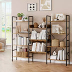 Bibliothèque à 3 colonnes en MDF et métal avec étagères réglables 184,9 cm (L) x 147,3 cm (H)