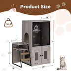 Meuble litière pour chat en bois 2-en-1 avec poteaux griffoirs en sisal et hamac 65 cm (L) x 70 cm (P)