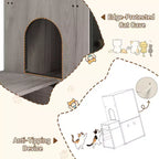 Meuble litière pour chat en bois 2-en-1 avec poteaux griffoirs en sisal et hamac 65 cm (L) x 70 cm (P)