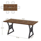 Table de salle à manger en panneaux de particules avec pieds en métal 70,87''L x 29,33''H Marron
