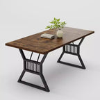 Table de salle à manger en panneaux de particules avec pieds en métal 70,87''L x 29,33''H Marron