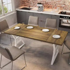Table de salle à manger en panneaux de particules avec pieds en métal 70,87''L x 29,33''H Marron