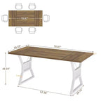 Table de salle à manger en panneaux de particules avec pieds en métal 70,87''L x 29,33''H Marron