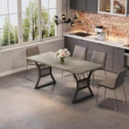 Table de salle à manger en panneaux de particules avec pieds en métal 70,87''L x 29,33''H Marron