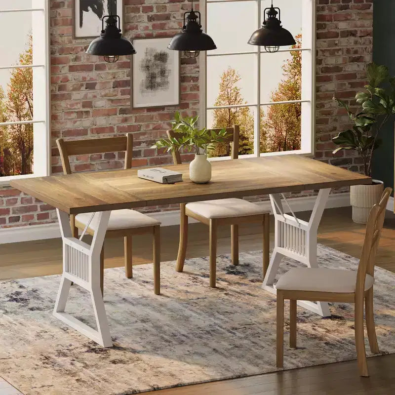 Table de salle à manger en panneaux de particules avec pieds en métal 70,87''L x 29,33''H Marron