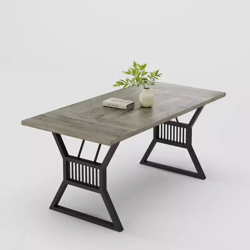 Table de salle à manger en panneaux de particules avec pieds en métal 70,87''L x 29,33''H Marron