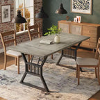 GustoWave 70.8 Farmhouse Dining Table for 4-6 People - Kitchen Table with Heavy Duty Metal Legs for Living Room, Dining Room