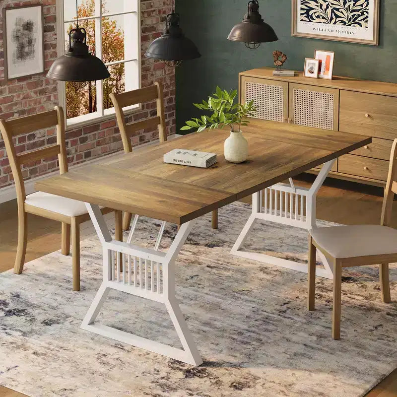 Table de salle à manger en panneaux de particules avec pieds en métal 70,87''L x 29,33''H Marron