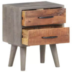 Table de chevet en bois de manguier massif avec 2 tiroirs L 40 cm x H 50 cm Gris