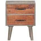Table de chevet en bois de manguier massif avec 2 tiroirs L 40 cm x H 50 cm Gris