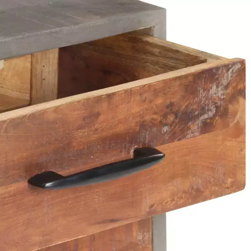 Table de chevet en bois de manguier massif avec 2 tiroirs L 40 cm x H 50 cm Gris