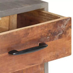 Table de chevet en bois de manguier massif avec 2 tiroirs L 40 cm x H 50 cm Gris