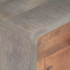 Table de chevet en bois de manguier massif avec 2 tiroirs L 40 cm x H 50 cm Gris