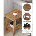 Table d'appoint à 2 niveaux en panneaux de particules avec étagère ouverte 13,98''L x 19,09''H Blanc