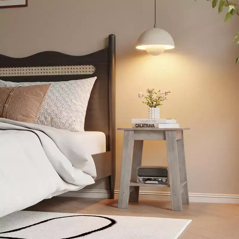 Table d'appoint à 2 niveaux en panneaux de particules avec étagère ouverte 13,98''L x 19,09''H Blanc