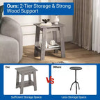 Table d'appoint à 2 niveaux en panneaux de particules avec étagère ouverte 13,98''L x 19,09''H Blanc