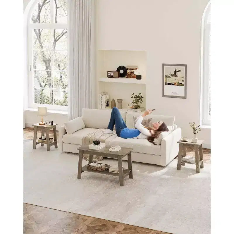 Table d'appoint à 2 niveaux en panneaux de particules avec étagère ouverte 13,98''L x 19,09''H Blanc