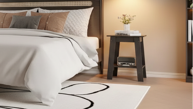 Table d'appoint à 2 niveaux en panneaux de particules avec étagère ouverte 13,98''L x 19,09''H Blanc