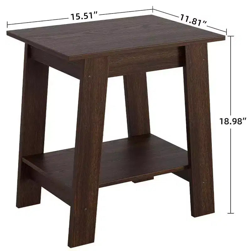 Table d'appoint à 2 niveaux en panneaux de particules avec étagère ouverte 13,98''L x 19,09''H Blanc