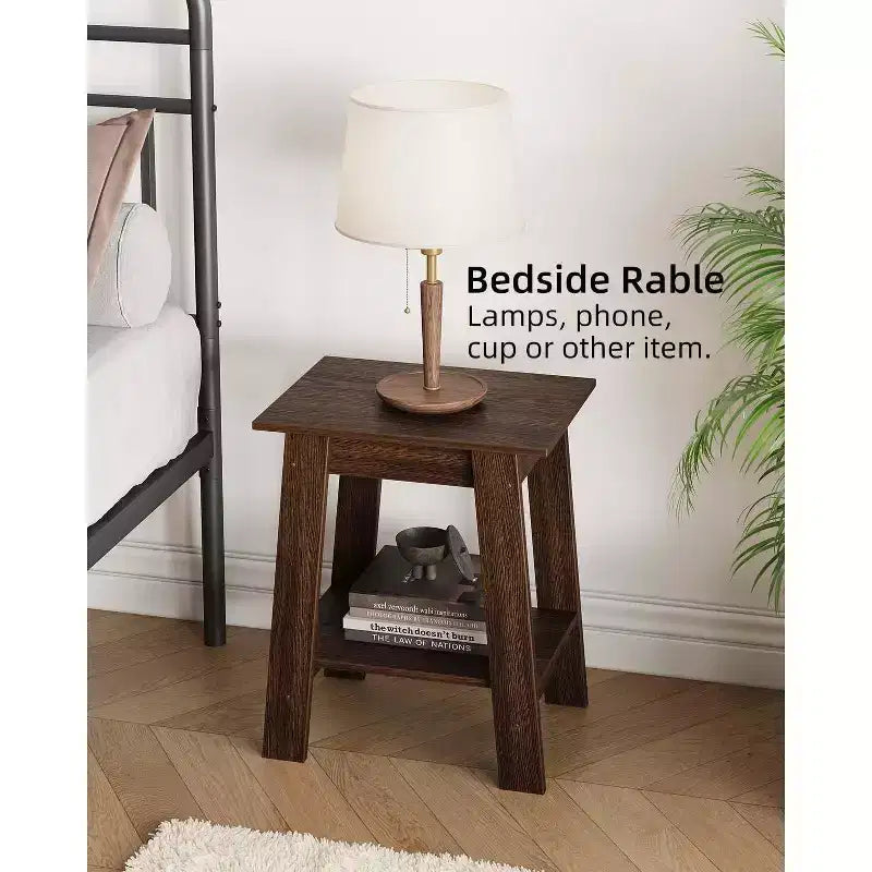 Table d'appoint à 2 niveaux en panneaux de particules avec étagère ouverte 13,98''L x 19,09''H Blanc