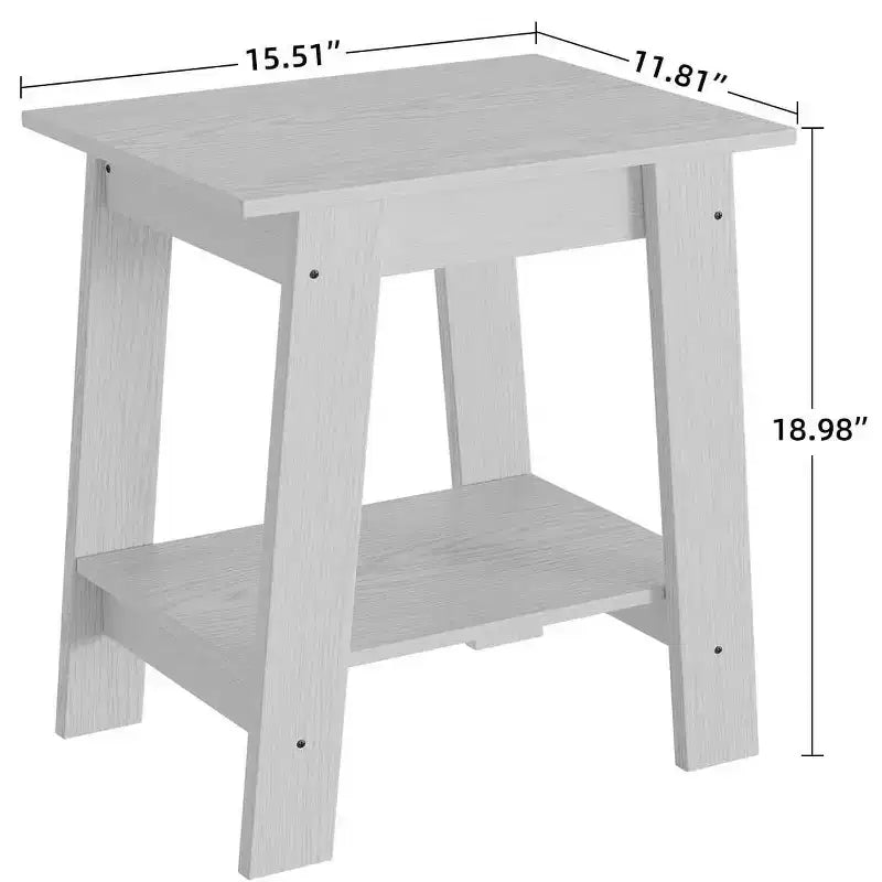 Table d'appoint à 2 niveaux en panneaux de particules avec étagère ouverte 13,98''L x 19,09''H Blanc