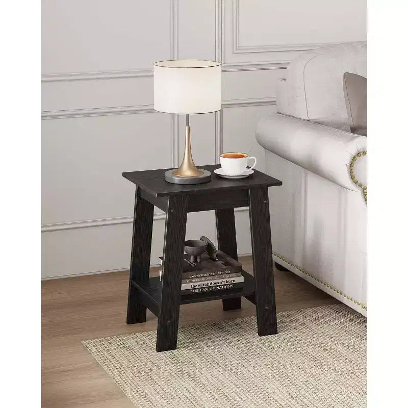 Table d'appoint à 2 niveaux en panneaux de particules avec étagère ouverte 13,98''L x 19,09''H Blanc