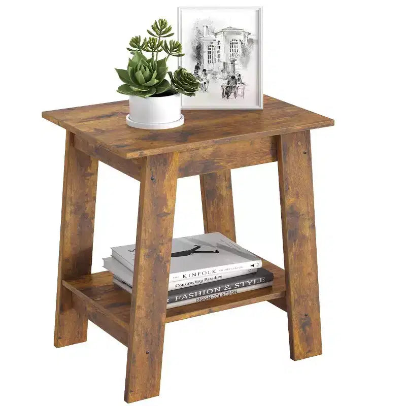 Table d'appoint à 2 niveaux en panneaux de particules avec étagère ouverte 13,98''L x 19,09''H Blanc