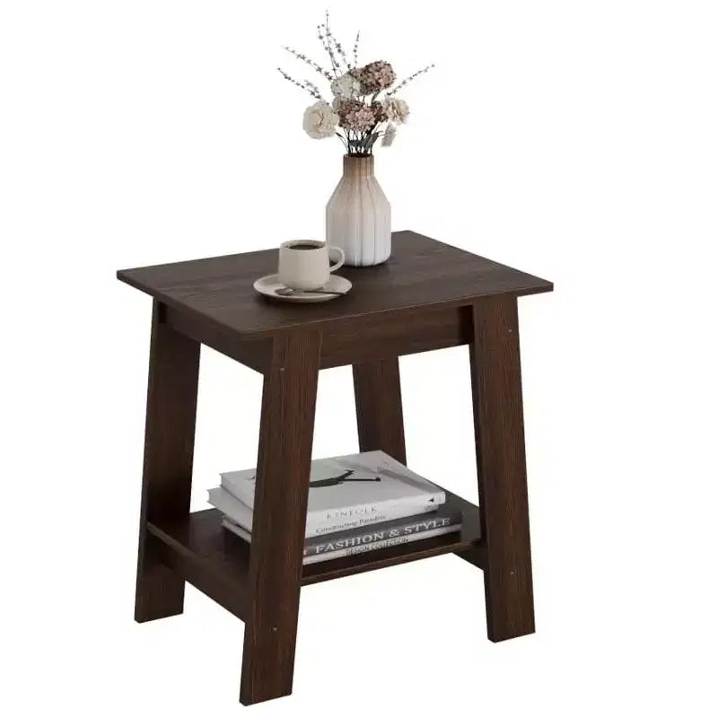 Table d'appoint à 2 niveaux en panneaux de particules avec étagère ouverte 13,98''L x 19,09''H Blanc