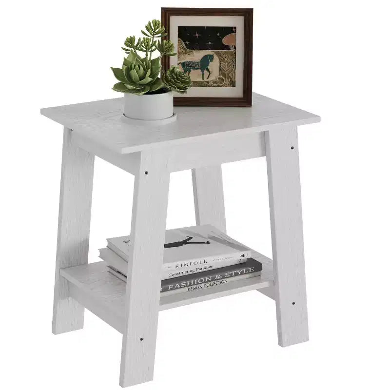 Table d'appoint à 2 niveaux en panneaux de particules avec étagère ouverte 13,98''L x 19,09''H Blanc