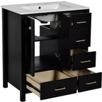 Meuble-lavabo de salle de bain en bois et MDF avec évier en céramique et portes à fermeture amortie 30'' L x 33,8'' H