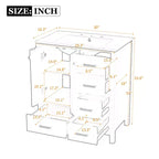 Meuble-lavabo de salle de bain en bois et MDF avec évier en céramique et portes à fermeture amortie 30'' L x 33,8'' H