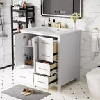 Meuble-lavabo de salle de bain en bois et MDF avec évier en céramique et portes à fermeture amortie 30'' L x 33,8'' H