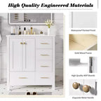 Meuble-lavabo de salle de bain en bois et MDF avec évier en céramique et portes à fermeture amortie 30'' L x 33,8'' H