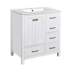 Meuble-lavabo de salle de bain en bois et MDF avec évier en céramique et portes à fermeture amortie 30'' L x 33,8'' H