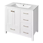 Meuble-lavabo de salle de bain en bois et MDF avec évier en céramique et portes à fermeture amortie 30'' L x 33,8'' H