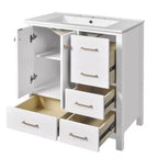 Meuble-lavabo de salle de bain en bois et MDF avec évier en céramique et portes à fermeture amortie 30'' L x 33,8'' H