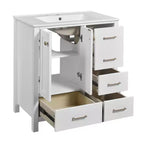 Meuble-lavabo de salle de bain en bois et MDF avec évier en céramique et portes à fermeture amortie 30'' L x 33,8'' H