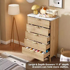 Commode à 5 tiroirs cannelée en MDF 80 cm (L) x 120 cm (H)