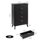 Commode à 5 tiroirs cannelée en MDF 80 cm (L) x 120 cm (H)
