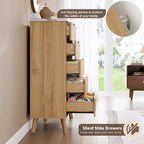 Commode à 5 tiroirs cannelée en MDF 80 cm (L) x 120 cm (H)