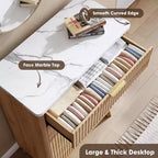 Commode à 5 tiroirs cannelée en MDF 80 cm (L) x 120 cm (H)