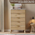 Commode à 5 tiroirs cannelée en MDF 80 cm (L) x 120 cm (H)