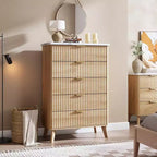 Commode à 5 tiroirs cannelée en MDF 80 cm (L) x 120 cm (H)
