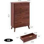 Commode à 5 tiroirs cannelée en MDF 80 cm (L) x 120 cm (H)